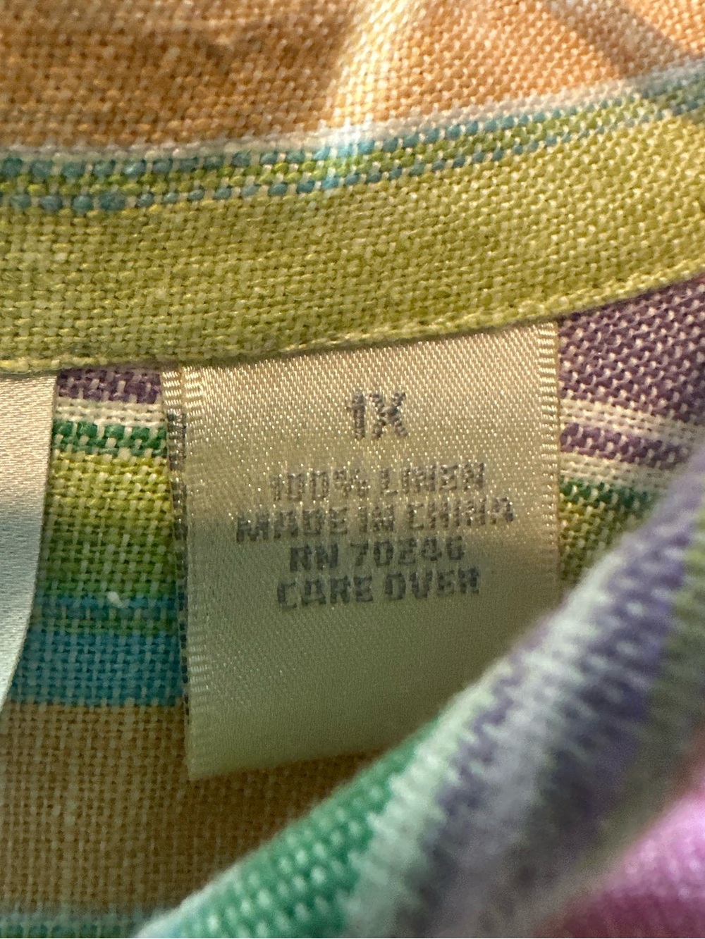 VINTAGE STUDIO WORKS Women’s plus size 1X colorful linen striped button-down top - Picture 5 of 9
